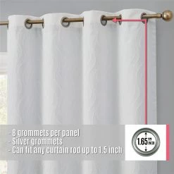 HLC.ME Camden Jacquard 100% Blackout Grommet Curtain Panels - White - Set Of 2 Blackout Curtains