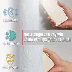 HLC.ME Camden Jacquard 100% Blackout Grommet Curtain Panels - White - Set Of 2 Blackout Curtains