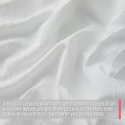 HLC.ME Camden Jacquard 100% Blackout Grommet Curtain Panels - White - Set Of 2 Blackout Curtains