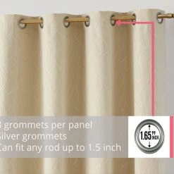 HLC.ME Camden Jacquard 100% Blackout Grommet Curtain Panels - Beige - Set Of 2 Blackout Curtains