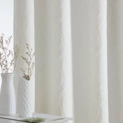 HLC.ME Camden Jacquard 100% Blackout Grommet Patio Door Panel - Ivory