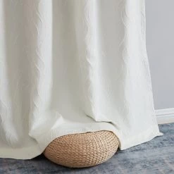 HLC.ME Camden Jacquard 100% Blackout Grommet Patio Door Panel - Ivory