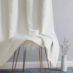 HLC.ME Camden Jacquard 100% Blackout Grommet Patio Door Panel - Ivory