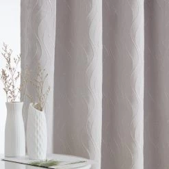 HLC.ME Camden Jacquard 100% Blackout Grommet Patio Door Panel - Light Grey/Silver Faux Linen Curtains 11 HLC.ME Camden Jacquard 100% Blackout Grommet Patio Door Panel - Light Grey/Silver Faux Linen Curtains