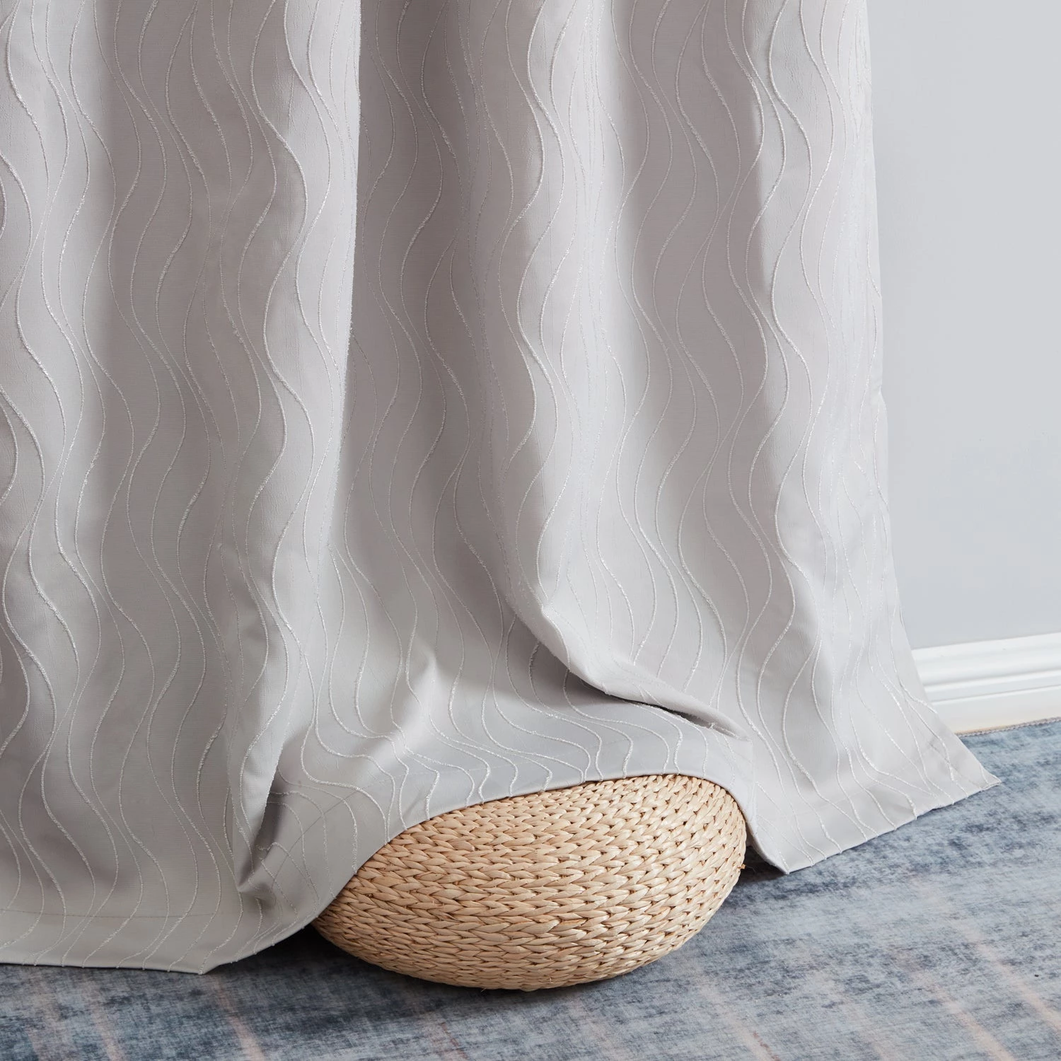 HLC.ME Camden Jacquard 100% Blackout Grommet Patio Door Panel - Light Grey/Silver Faux Linen Curtains 6 HLC.ME Camden Jacquard 100% Blackout Grommet Patio Door Panel - Light Grey/Silver Faux Linen Curtains