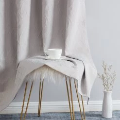 HLC.ME Camden Jacquard 100% Blackout Grommet Patio Door Panel - Light Grey/Silver Faux Linen Curtains 13 HLC.ME Camden Jacquard 100% Blackout Grommet Patio Door Panel - Light Grey/Silver Faux Linen Curtains