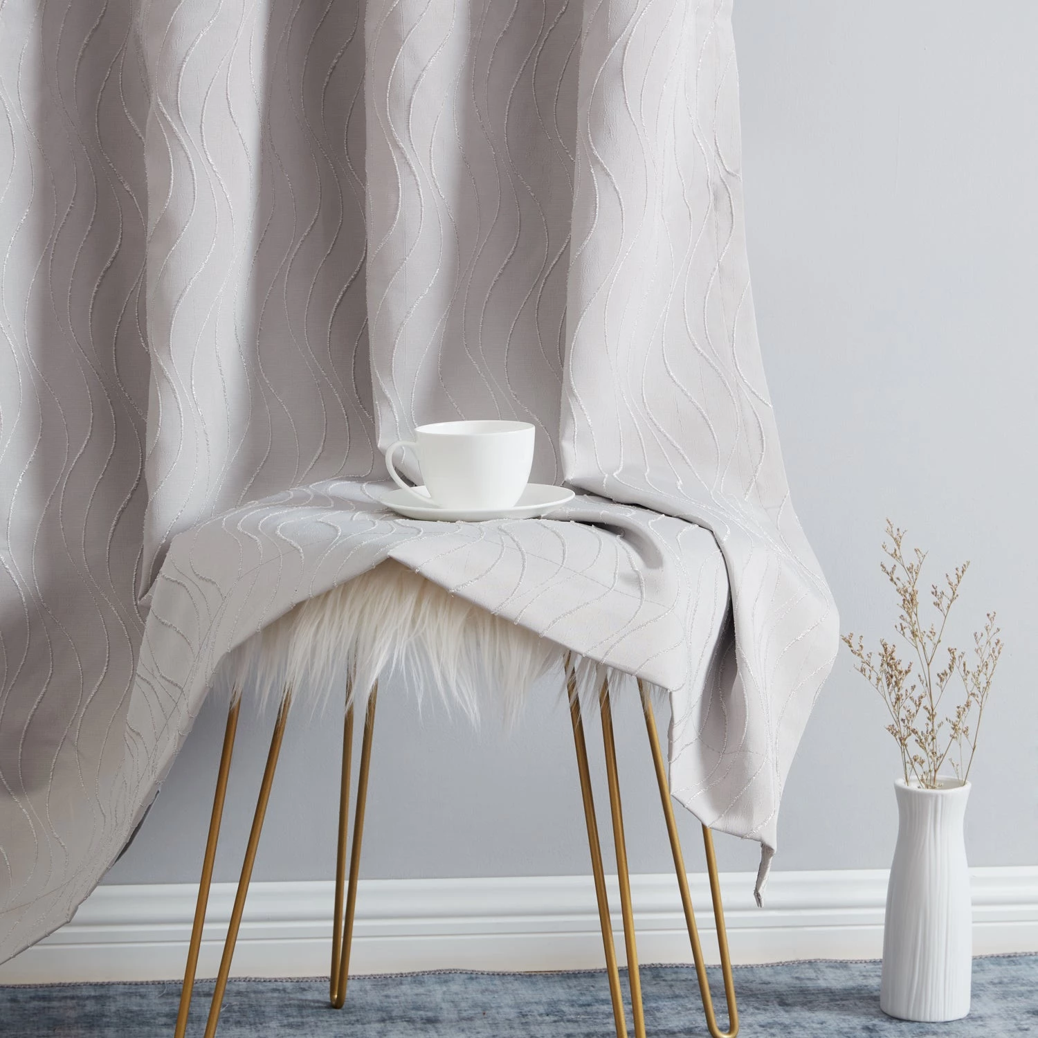 HLC.ME Camden Jacquard 100% Blackout Grommet Patio Door Panel - Light Grey/Silver Faux Linen Curtains 7 HLC.ME Camden Jacquard 100% Blackout Grommet Patio Door Panel - Light Grey/Silver Faux Linen Curtains