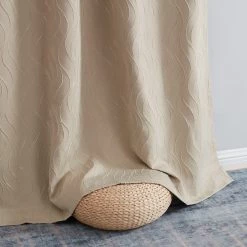 HLC.ME Camden Jacquard 100% Blackout Grommet Patio Door Panel - Taupe Faux Linen Curtains