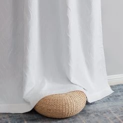 HLC.ME Faux Linen Curtains Camden Jacquard 100% Blackout Grommet Patio Door Panel - White