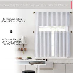 HLC.ME Camden Jacquard 100% Blackout Back Tab Tiers - White - Set Of 2 Faux Linen Curtains 9 HLC.ME Camden Jacquard 100% Blackout Back Tab Tiers - White - Set Of 2 Faux Linen Curtains