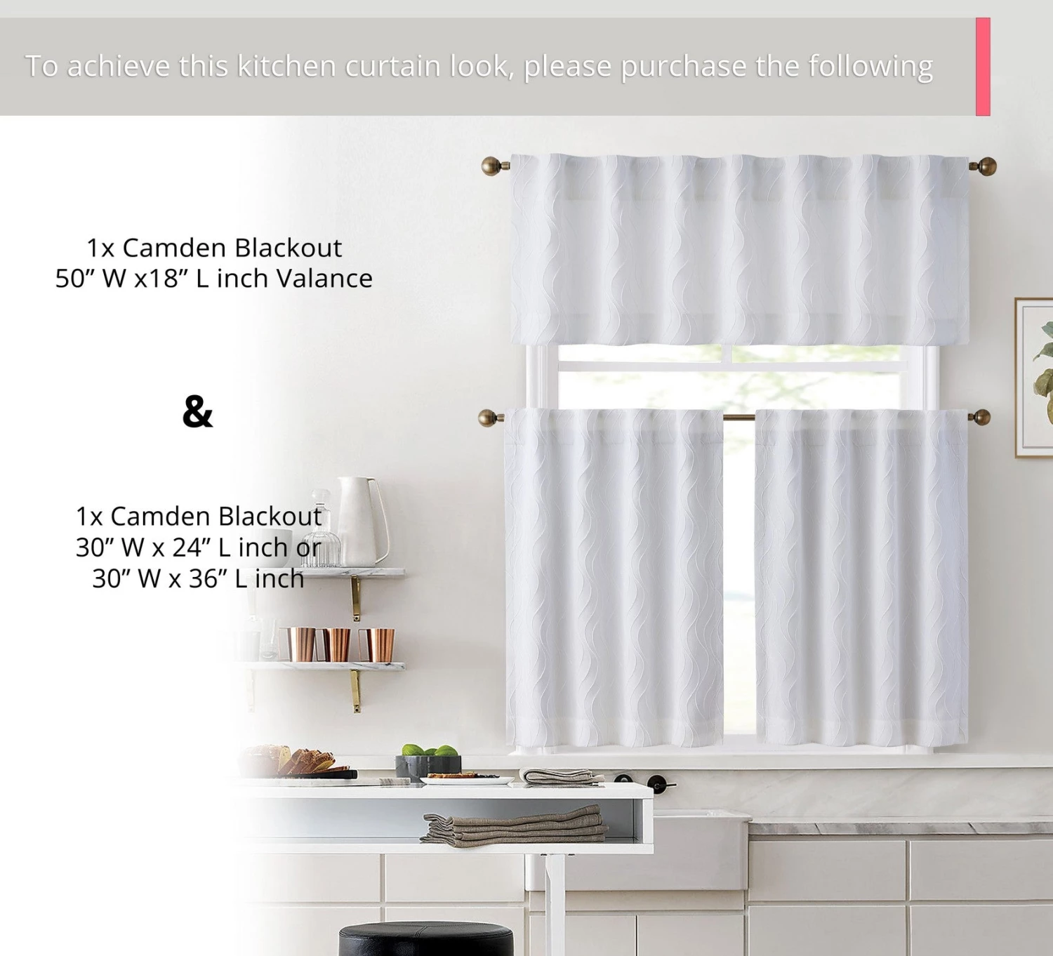 HLC.ME Camden Jacquard 100% Blackout Back Tab Tiers - White - Set Of 2 Faux Linen Curtains 6 HLC.ME Camden Jacquard 100% Blackout Back Tab Tiers - White - Set Of 2 Faux Linen Curtains