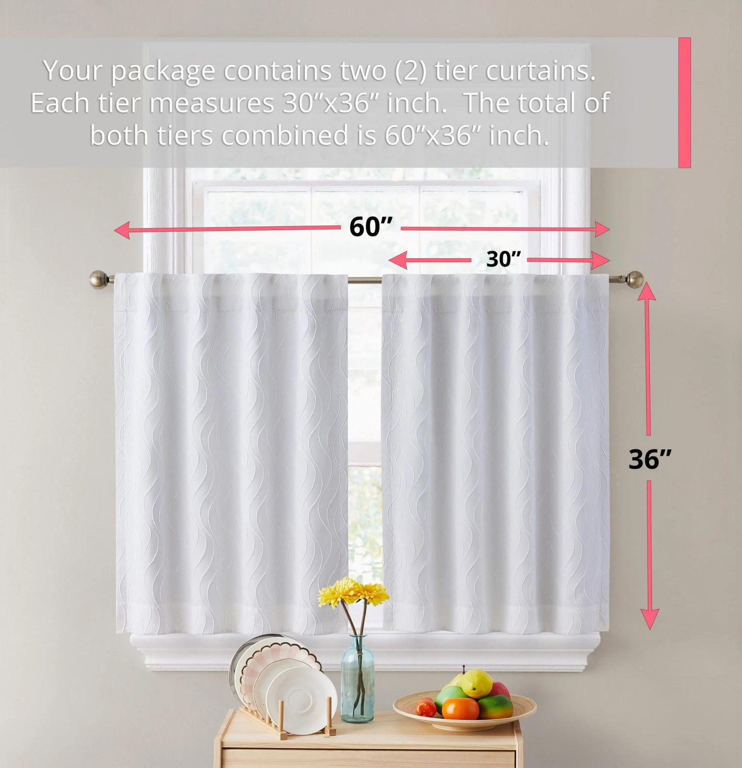 HLC.ME Camden Jacquard 100% Blackout Back Tab Tiers - White - Set Of 2 Faux Linen Curtains 5 HLC.ME Camden Jacquard 100% Blackout Back Tab Tiers - White - Set Of 2 Faux Linen Curtains