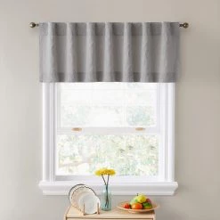 HLC.ME Camden Jacquard 100% Blackout Back Tab Valance - Charcoal Grey