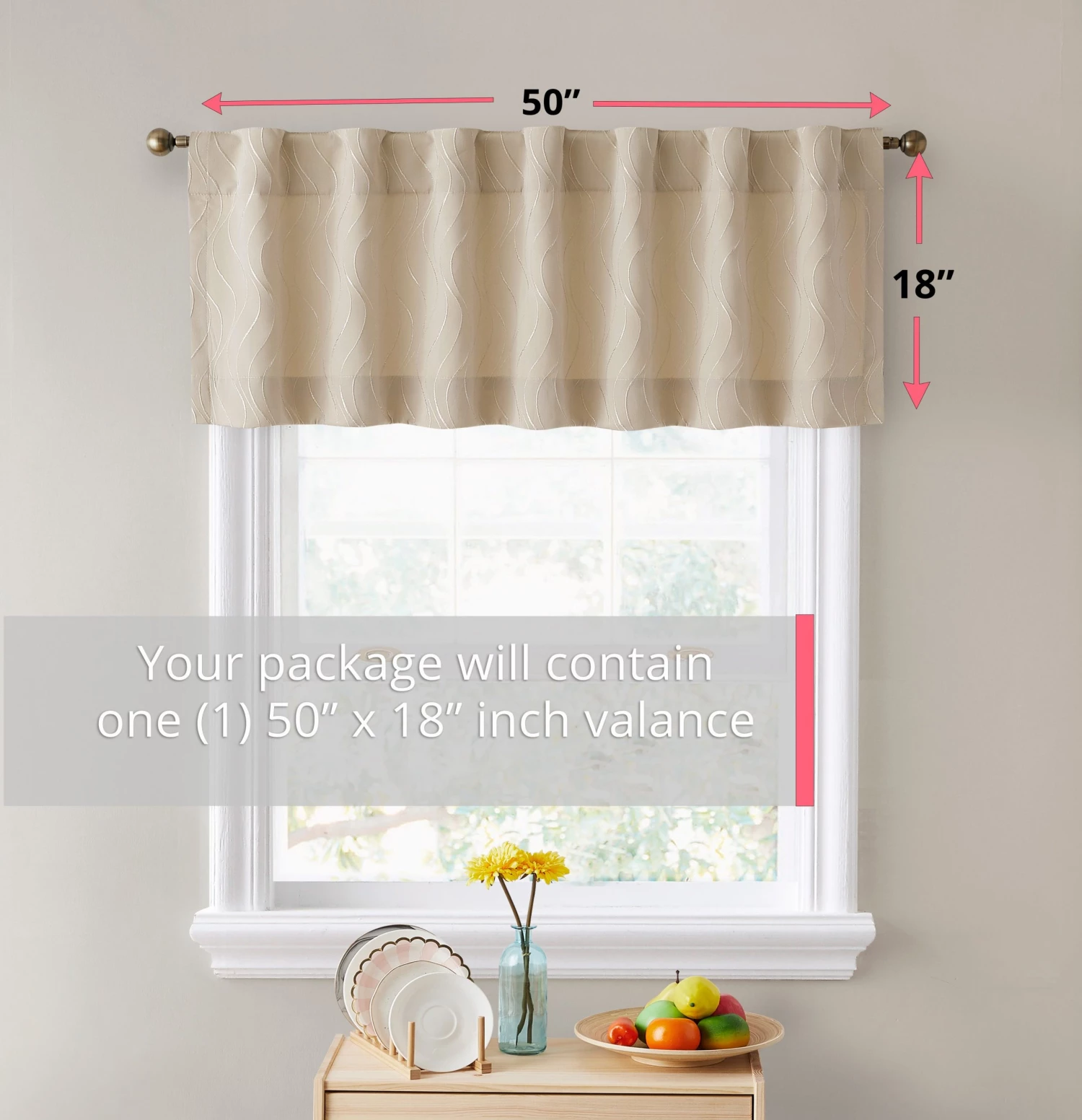 HLC.ME Camden Jacquard 100% Blackout Back Tab Valance - Taupe Faux Linen Curtains 4 HLC.ME Camden Jacquard 100% Blackout Back Tab Valance - Taupe Faux Linen Curtains