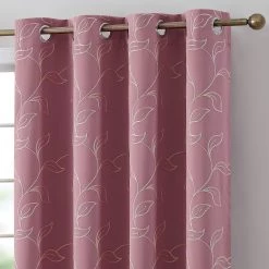 HLC.ME Onyx By Obscura Carol Floral Blackout Curtains - Blush - Set Of 2