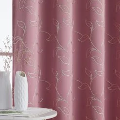 HLC.ME Onyx By Obscura Carol Floral Blackout Curtains - Blush - Set Of 2