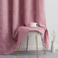 HLC.ME Onyx By Obscura Carol Floral Blackout Curtains - Blush - Set Of 2