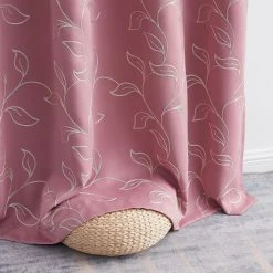 HLC.ME Onyx By Obscura Carol Floral Blackout Curtains - Blush - Set Of 2