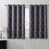HLC.ME Onyx By Obscura Carol Floral Blackout Curtains - Grey - Set Of 2