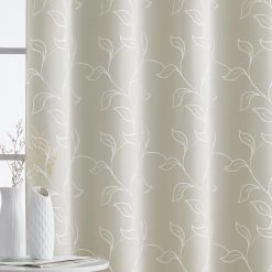 HLC.ME Onyx By Obscura Carol Floral Blackout Curtains - Ivory - Set Of 2