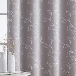 HLC.ME Onyx By Obscura Carol Floral Blackout Curtains - Light Grey - Set Of 2 10 HLC.ME Onyx By Obscura Carol Floral Blackout Curtains - Light Grey - Set Of 2