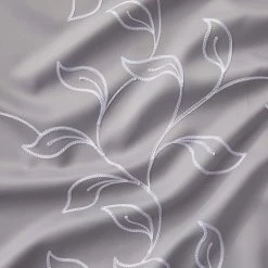 HLC.ME Carol Floral Blackout Grommet Patio Door Panel - Light Grey Faux Linen Curtains