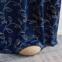 HLC.ME Onyx By Obscura Carol Floral Blackout Curtains - Navy - Set Of 2