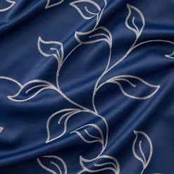 HLC.ME Onyx By Obscura Carol Floral Blackout Curtains - Navy - Set Of 2