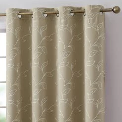 HLC.ME Onyx By Obscura Carol Floral Blackout Curtains - Taupe - Set Of 2