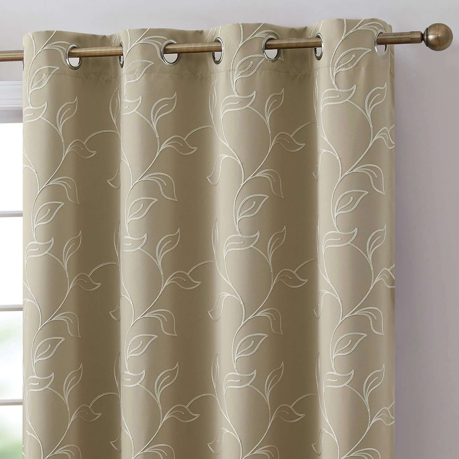 HLC.ME Onyx By Obscura Carol Floral Blackout Curtains - Taupe - Set Of 2 3 HLC.ME Onyx By Obscura Carol Floral Blackout Curtains - Taupe - Set Of 2