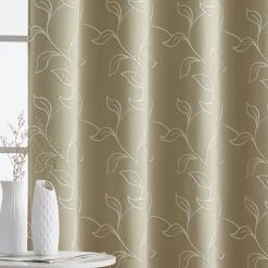 HLC.ME Carol Floral Blackout Grommet Patio Door Panel - Taupe/ Ivory