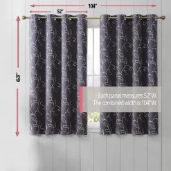 HLC.ME Faux Linen Curtains Carol Floral Blackout Grommet Patio Door Panel - Grey 16 HLC.ME Faux Linen Curtains Carol Floral Blackout Grommet Patio Door Panel - Grey