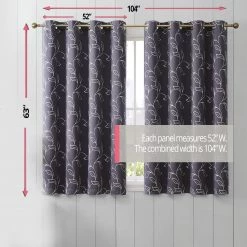 HLC.ME Onyx By Obscura Carol Floral Blackout Curtains - Grey - Set Of 2