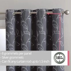 HLC.ME Onyx By Obscura Carol Floral Blackout Curtains - Grey - Set Of 2