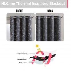 HLC.ME Faux Linen Curtains Carol Floral Blackout Grommet Patio Door Panel - Grey 18 HLC.ME Faux Linen Curtains Carol Floral Blackout Grommet Patio Door Panel - Grey