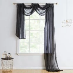 HLC.me Sales 2022 9 HLC.ME Lucento Sheer Window Scarf - Charcoal Grey Sheer Curtains