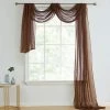 HLC.ME Lucento Sheer Window Scarf - Chocolate Brown Sheer Curtains