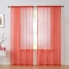 HLC.ME Lucento Sheer Rod Pocket Curtain Panels - Coral Pink - Set Of 2