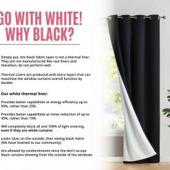 HLC.ME Faux Linen Curtains Dakota 100% Blackout Grommet Patio Door Panel - Black