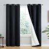 HLC.ME Dakota 100% Blackout Grommet Curtain Panels - Black - Set Of 2