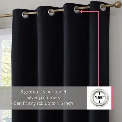 HLC.ME Dakota 100% Blackout Grommet Curtain Panels - Black - Set Of 2