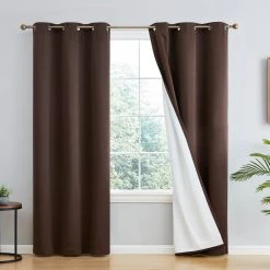 HLC.ME Blackout Curtains Dakota 100% Blackout Grommet Curtain Panels - Chocolate Brown - Set Of 2