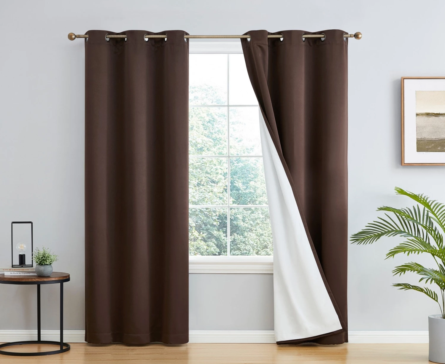 HLC.ME Blackout Curtains Dakota 100% Blackout Grommet Curtain Panels - Chocolate Brown - Set Of 2 3 HLC.ME Blackout Curtains Dakota 100% Blackout Grommet Curtain Panels - Chocolate Brown - Set Of 2