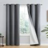 HLC.ME Dakota 100% Blackout Grommet Curtain Panels - Grey - Set Of 2 2 HLC.ME Dakota 100% Blackout Grommet Curtain Panels - Grey - Set Of 2