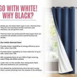 HLC.ME Blackout Curtains Dakota 100% Blackout Grommet Curtain Panels - Navy Blue - Set Of 2
