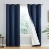 HLC.ME Blackout Curtains Dakota 100% Blackout Grommet Curtain Panels - Navy Blue - Set Of 2