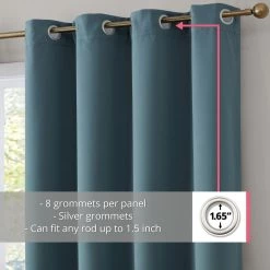 HLC.ME Dakota 100% Blackout Grommet Curtain Panels - Slate Blue - Set Of 2