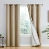 HLC.ME Dakota 100% Blackout Grommet Curtain Panels - Taupe - Set Of 2 Blackout Curtains