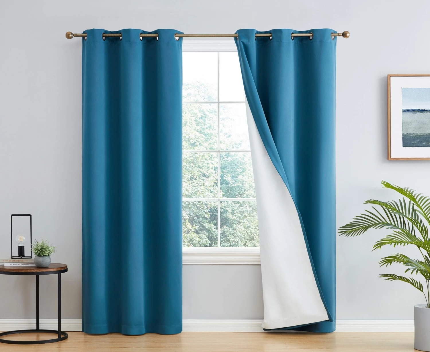 HLC.ME Dakota 100% Blackout Grommet Curtain Panels - Teal Blue - Set Of 2 Blackout Curtains 3 HLC.ME Dakota 100% Blackout Grommet Curtain Panels - Teal Blue - Set Of 2 Blackout Curtains