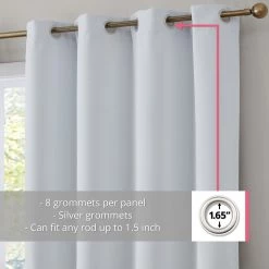 HLC.ME Dakota 100% Blackout Grommet Curtain Panels - White - Set Of 2 Blackout Curtains